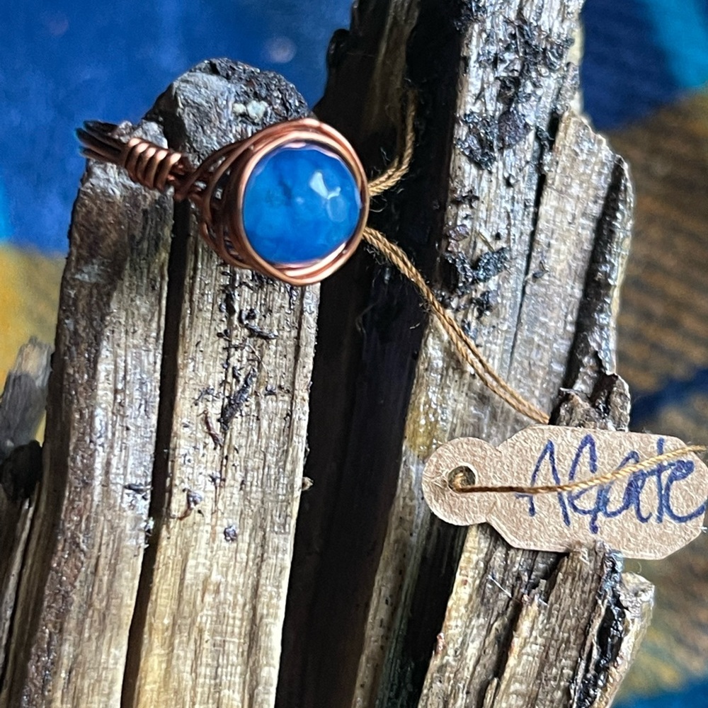 Bronze Blue Agate Ring